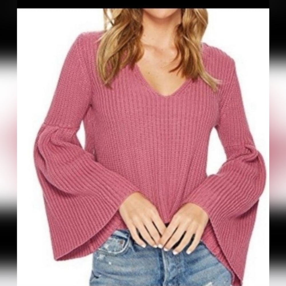 Nwt FREE people Pink Bell Sleeve Sweater